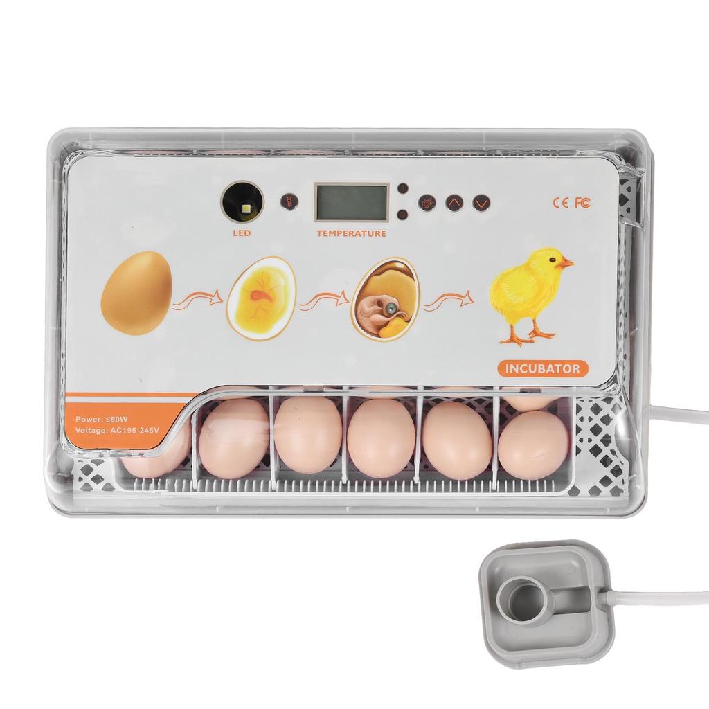Digital Egg Incubator 20 Eggs Poultry Hatcher with Auto Egg Turning Temperature Control LED Light
