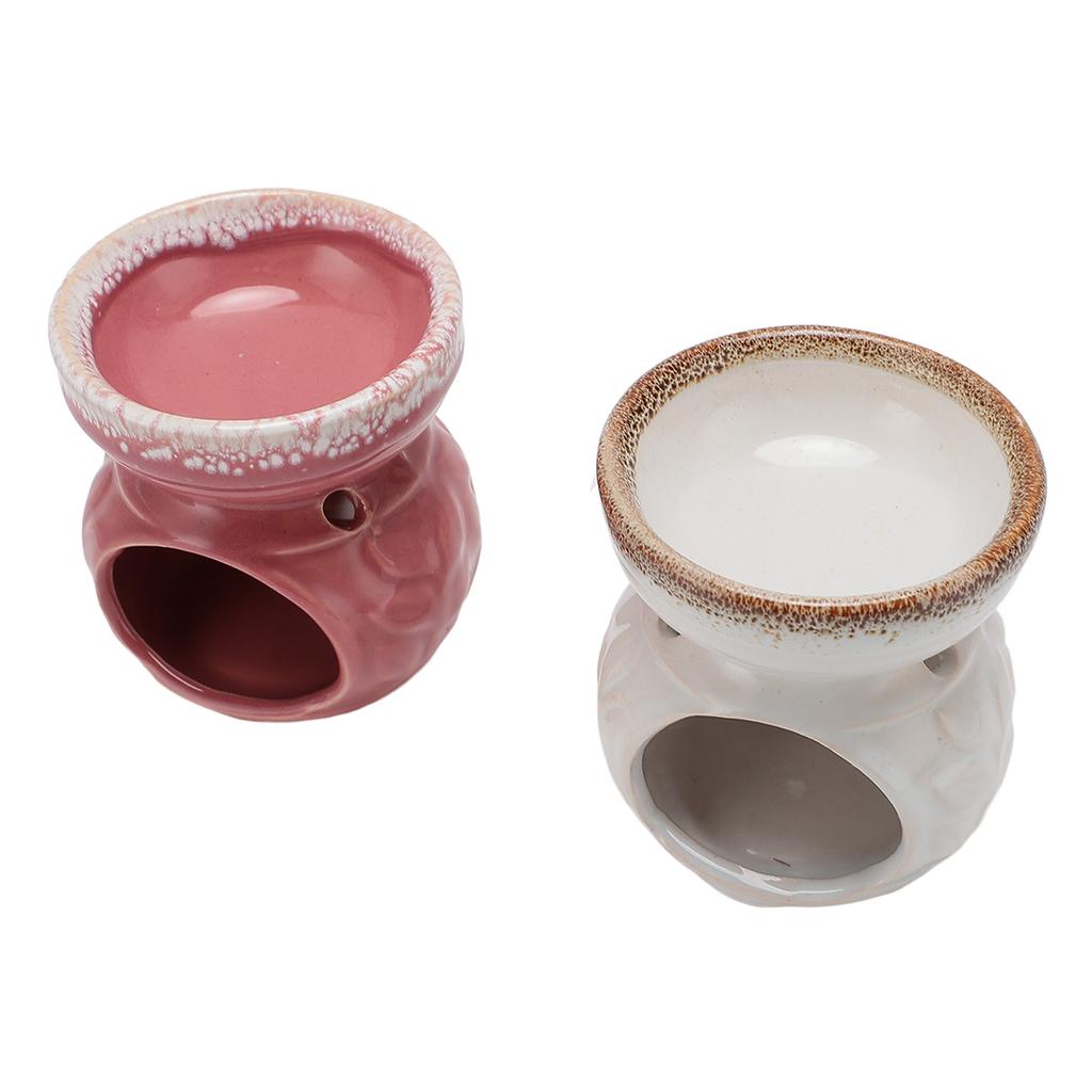 2 Pcs Ceramic Tealight Candle Holder Wax Warmer Long Lasting Essential Oil Burner Incense Diffuser