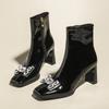 Женская обувь 2024 года, модные женские ботильоны, горячая распродажа, боковая молния, современные ботинки, женские, горячая распродажа, кристальные сплошные каблуки, женские, Zapatos