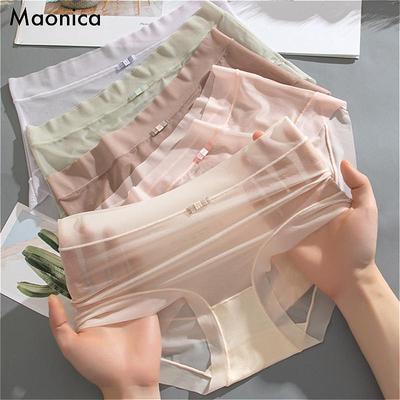 Женские бесшовные трусики-маски Ice Silk со средней талией, легкие треугольные трусы, чистого цвета, быстросохнущие, женское нижнее белье M-XL