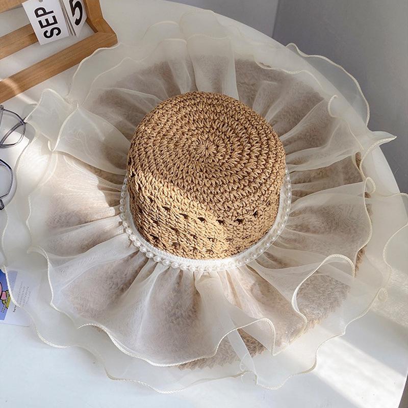 Women's Large Brim Foldable Breathable Straw Sun Hat for Summer Travel & Vacation