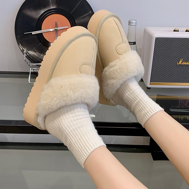 2025 новые зимние сапоги женские зимние меховые интегрированные пушистые туфли плюшевые на толстой подошве теплые верхняя одежда сумка голова полутапочки