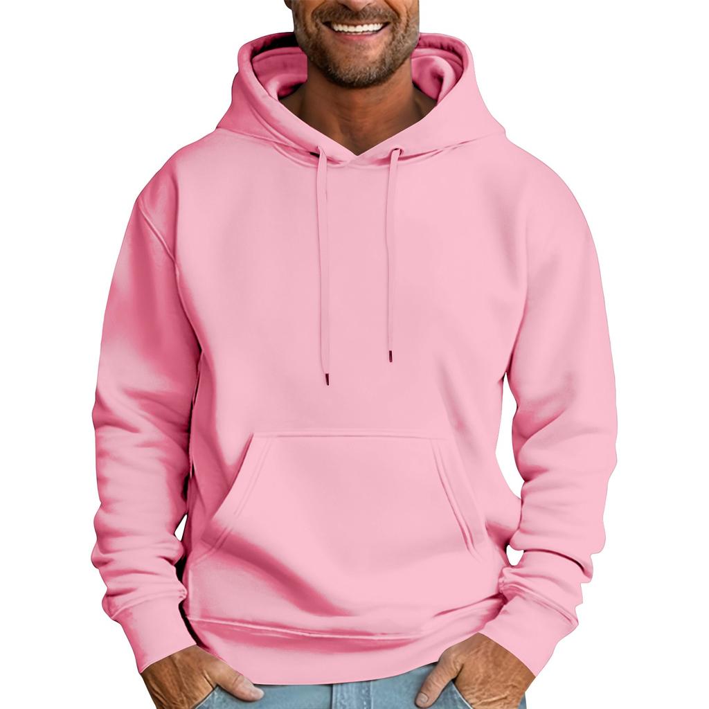 Мужская повседневная толстовка свободного кроя однотонная со шнурком худи с большим карманом спортивная толстовка