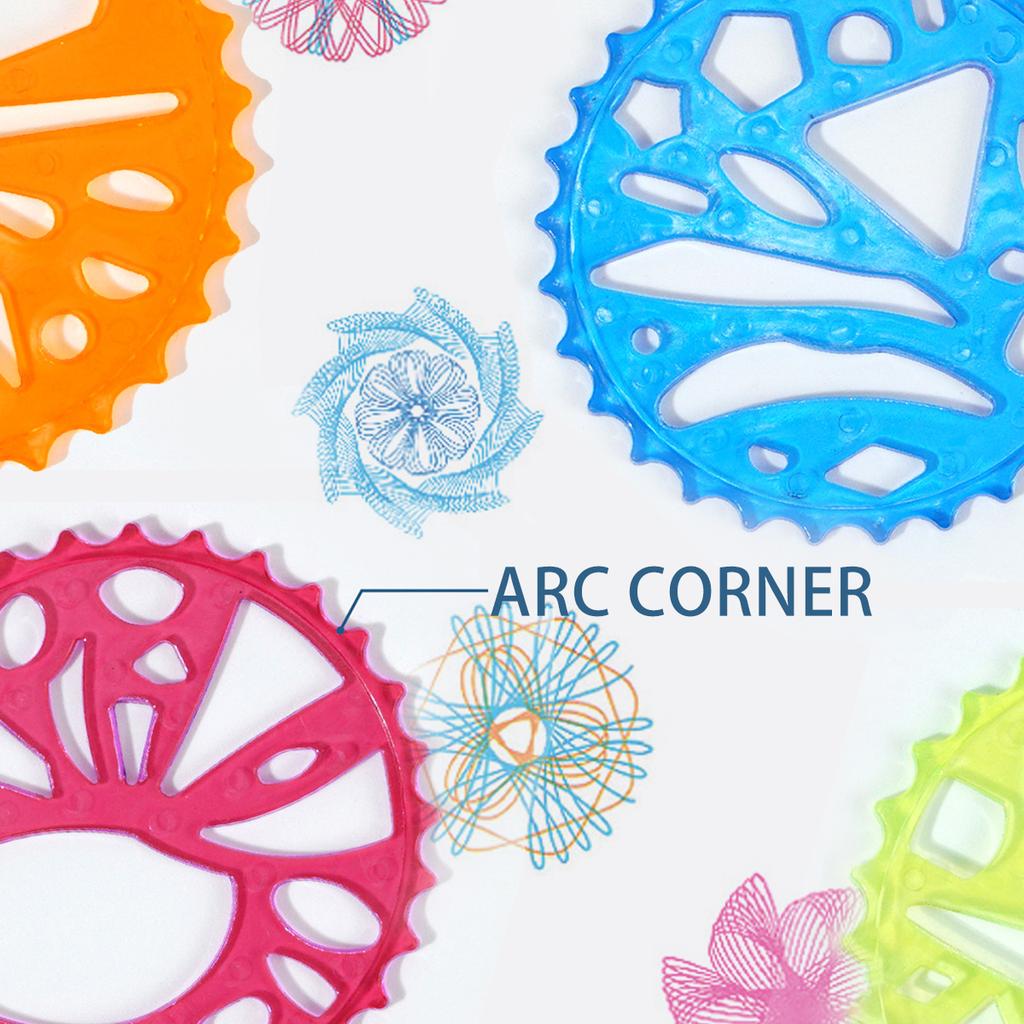 Набор для рисования Спирограф, Забавные формы Классический дизайн с шестеренками Игрушки для рисования Розовый и голубой Для детей 8+ Некоторые детали отправляются случайным образом