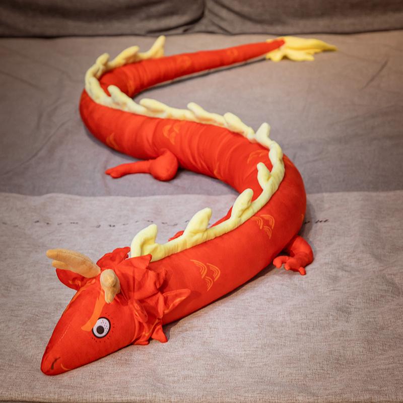 220cm Lifelike Plush Dragon Stuffed Chinese Mythological Creatures Fluffy Dragon Pillow Simulation Toys Kids Toys Home Decor