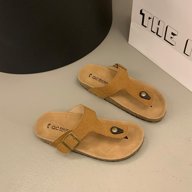 Новый дизайн Пляжные пробковые тапочки Повседневные летние женские классические модные универсальные черно-белые тапочки