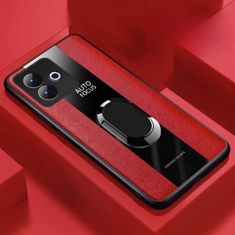 Для OPPO Realme GT 7 7T Магнитное кольцо-подставка Держатель Чехол для телефона Для Realme GT 8 Pro Роскошная кожаная Ударопрочная Защитная задняя крышка