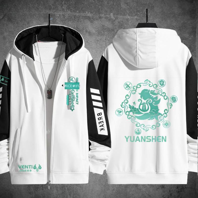 Аниме Genshin Impact Venti 3D Print Zip Up Hoodie Women Men Harajuku Sweatshirt Streetwear Hip Hop Zipper Hooded Jacket