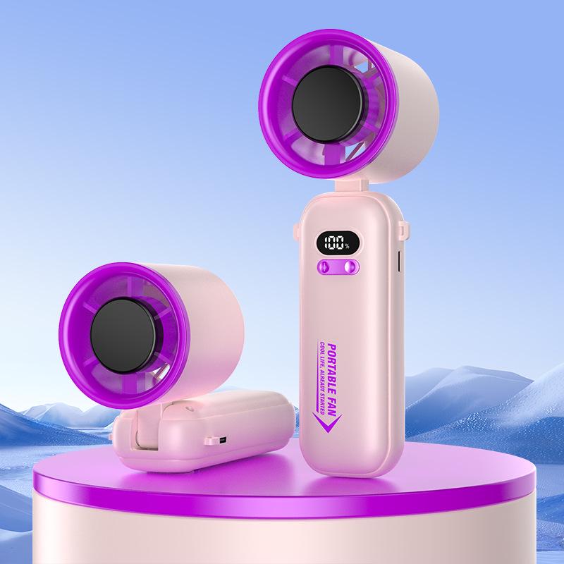 2026 High-Speed Rechargeable Handheld Turbo Fan with Digital Display - Portable Outdoor Use