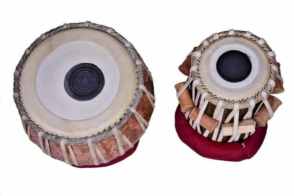 Copper Tabla Set with Flower Carving & Premium Wood Dayan | Indian Classical Musical Instrument with Carry Bag