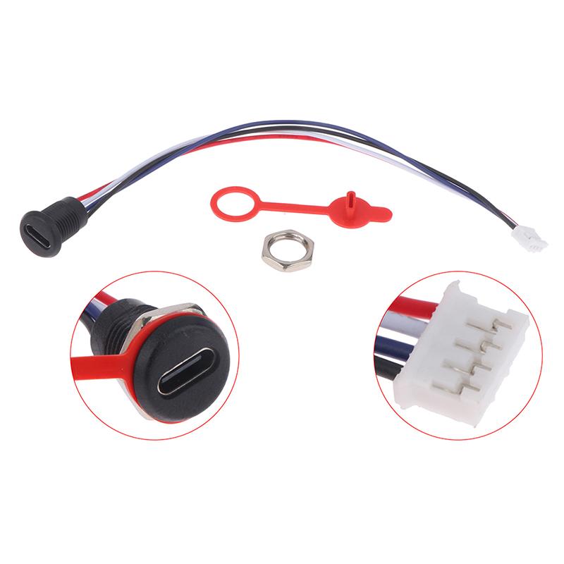 USB-C 4Pin High Current Charging Socket With PH2.0 Nut Snap Lock Plate USB TYPE-C Female Type C Waterproof Female Connector Jack
