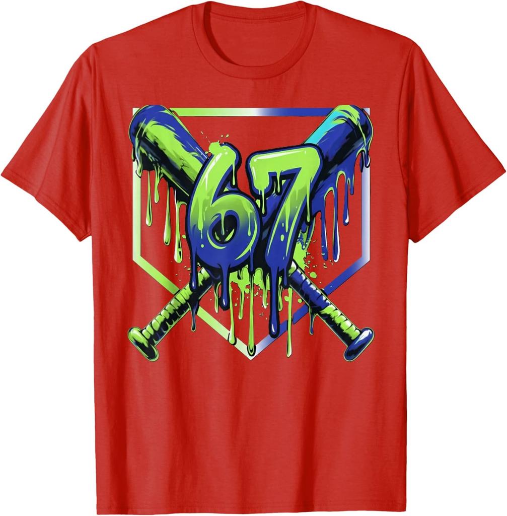 67 Baseball Drip Effect - Six Seven Meme Graphic Unisex T-Shirt