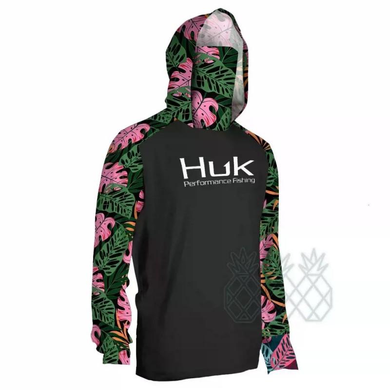 HUK Mens Quick Dry Fishing Hoodie With Face Cover UPF Lightweight Wear