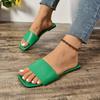 Women Slippers Square Toe Large Size Flat Slippers Women New Summer One-word Casual Beach Sandals Slides Women Zapatos De Mujer