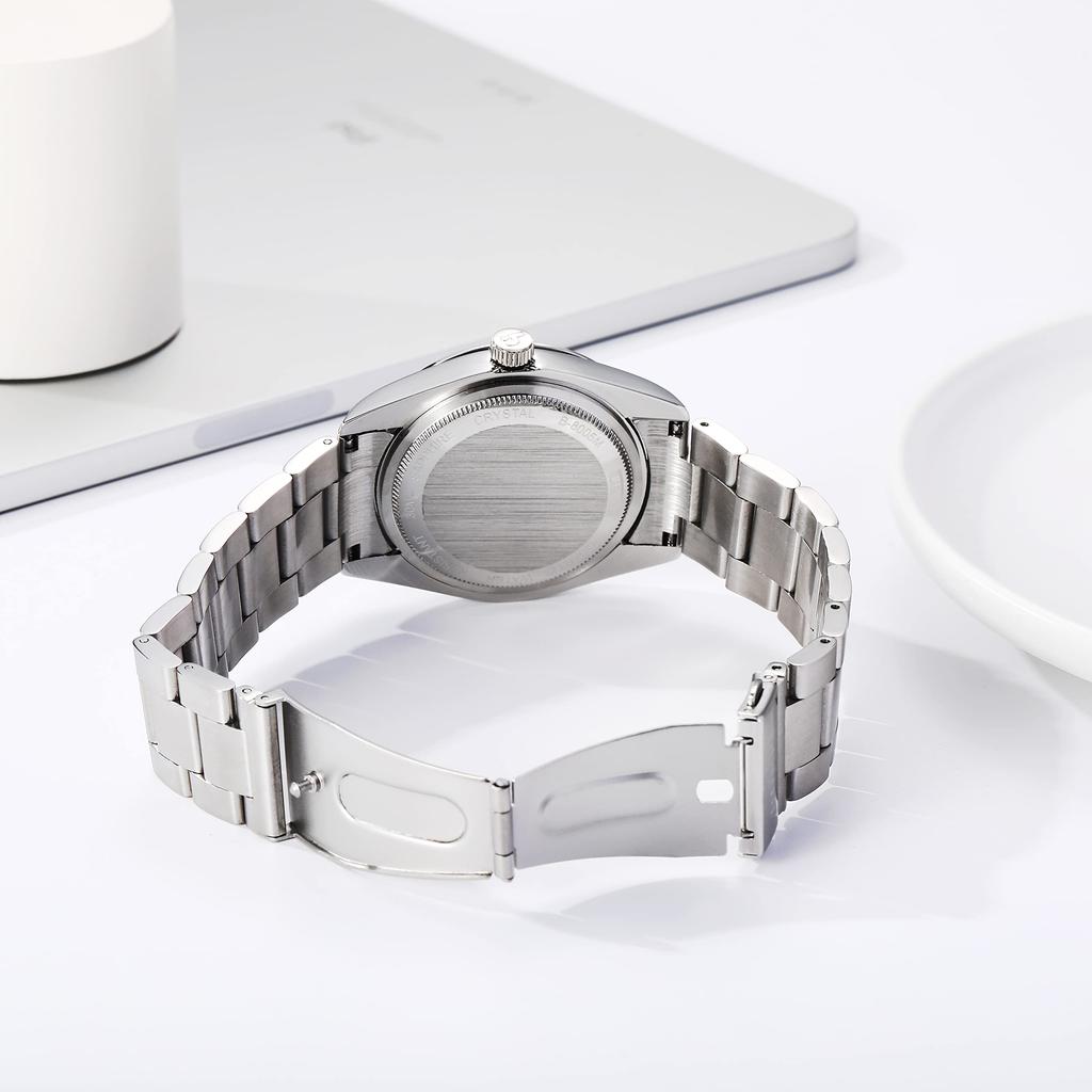 Часы Аналоговые Водонепроницаемые Кварцевые Парные Часы Популярные Простые Серебряные Золотые Светящиеся Часы [BUREI] Мужские