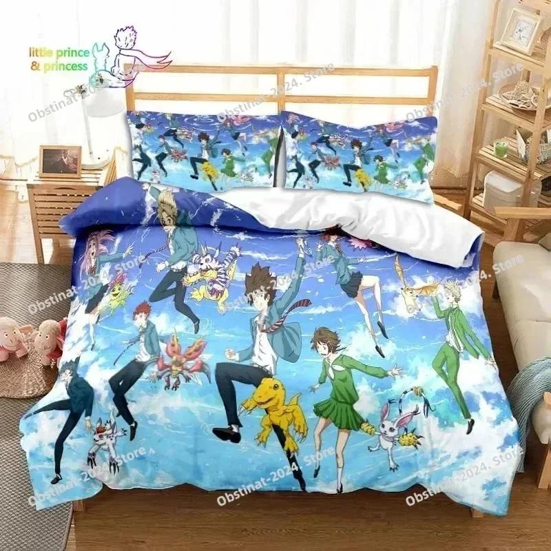 Постельное белье Digimon Аниме Набор Постельного Белья Приключения Монстр С принтом Одеяло Покрывало Пододеяльник Наволочка 3 Предмета Наборы Детский Взрослый Размер