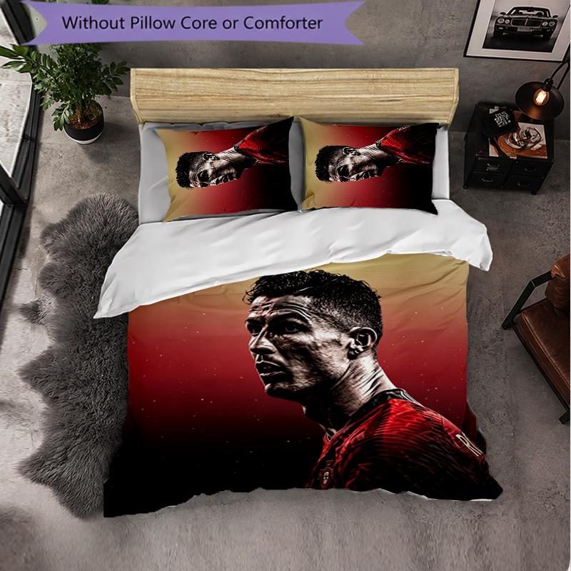 Cristiano Ronaldo Pattern 3 Pieces Bedding Set Soft Microfiber Duvet Cover with Pillow Cases for Bedroom