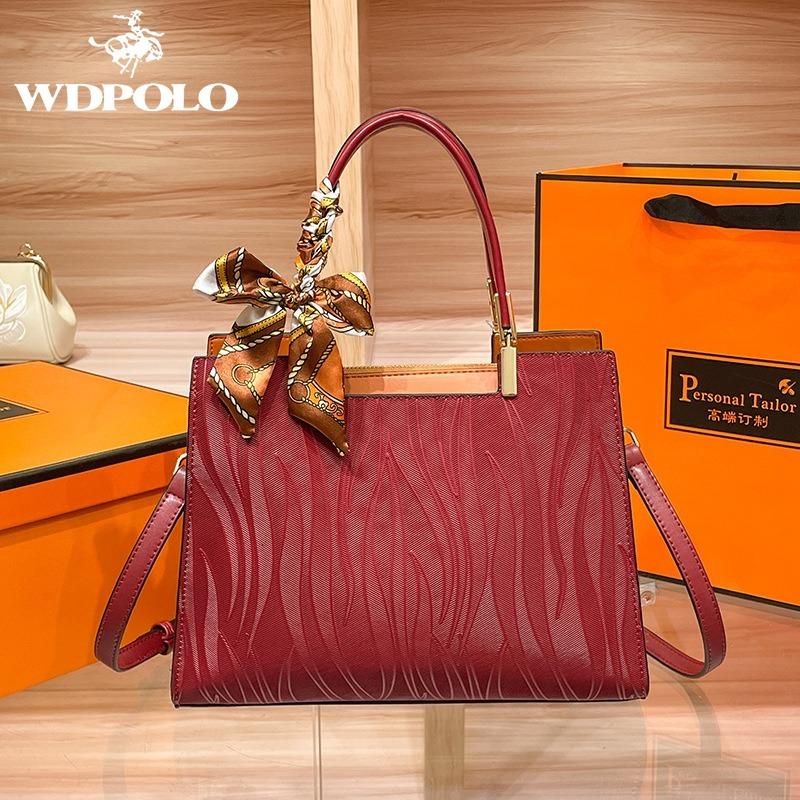 W. D. Свадебная сумка POLO с красной рябью, сумка для невесты, сумка для матери, новинка 2023 года, сумка большой вместимости с тиснением