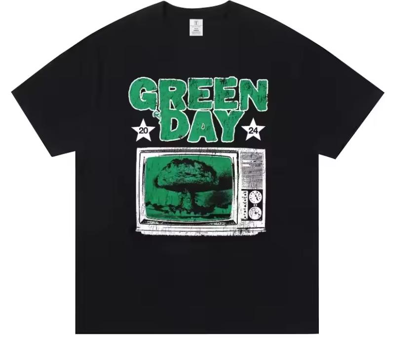 Футболки с коротким рукавом Greenday Вокруг концертной одежды для европейской и американской рок-моды Повседневные Унисекс и Женские Унисекс Футболки