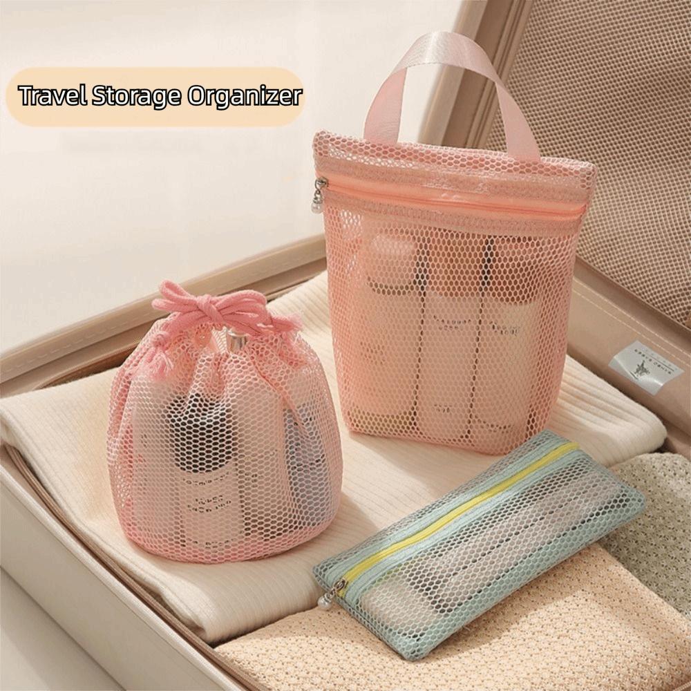 Portable Mesh Makeup Bag Gauze Toiletry Bag Portable Travel Storage Bag  Business