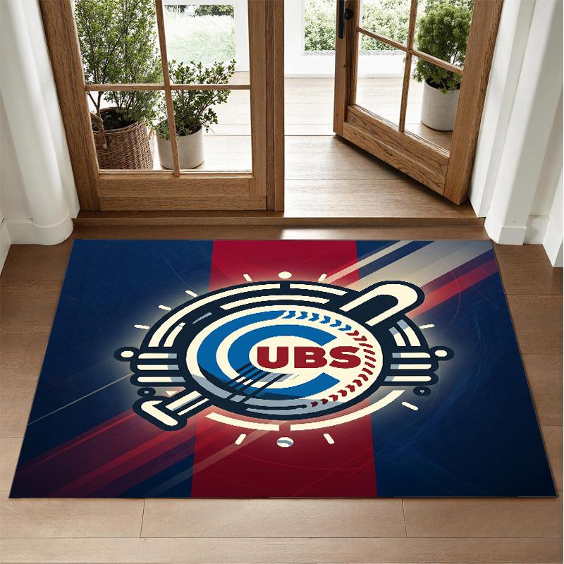 Chicago Cubs Design Crystal Velvet Rug Soft Decorative Mat for Bedroom Entrance