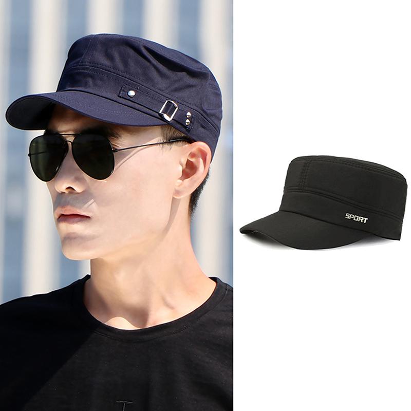 Кепка в стиле милитари для мужчин и женщин, однотонная хлопковая кепка с плоским верхом, весна, лето, осень, регулируемый козырек