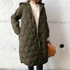 Women's Cotton Clothing Autumn and Winter New Item Diamond Grid Hooded Cotton Clothing Jacket Women's Top