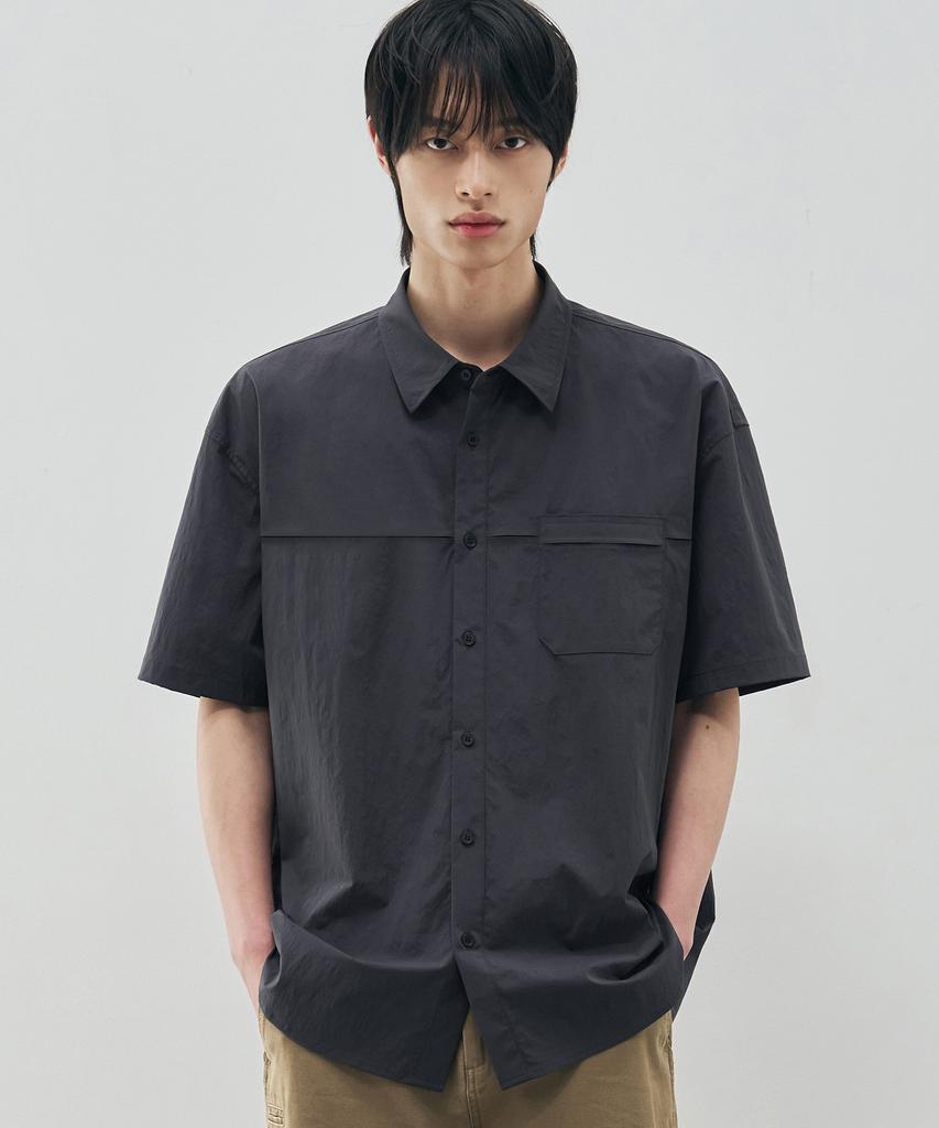 DRAW FIT Quiet Nylon Line Shirt [Charcoal]