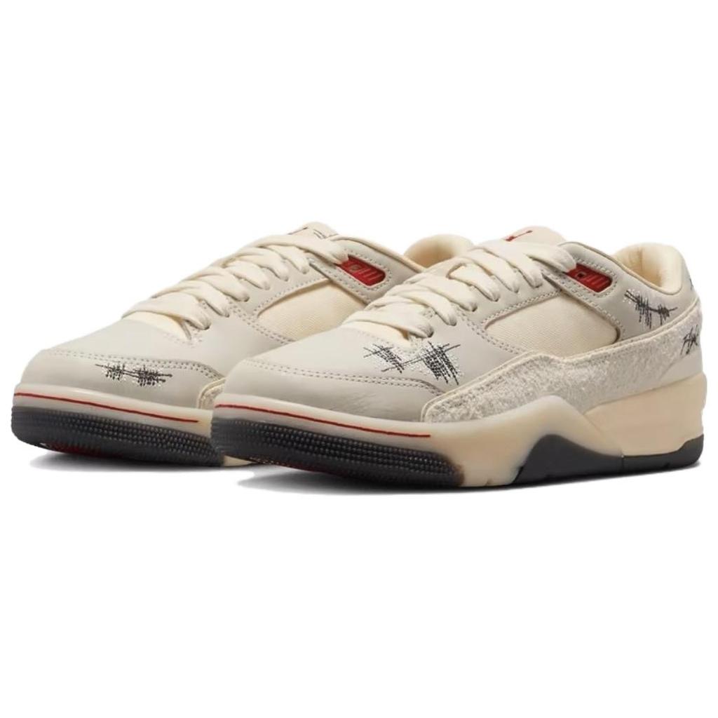 Air Jordan Who Decides War x Jordan Flight Court The World Is Your Court - Креповые женские кроссовки кремового цвета с кокосово-молочным и университетским красным оттенком HQ2958-100