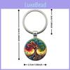 Life Tree Glass Jewelry Keychain With Artistic Lines For Holiday Gifts And Memorials