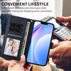 For iPhone Air Wallet Case RFID Blocking Calf Texture Leather Stand Phone Cover with Strap