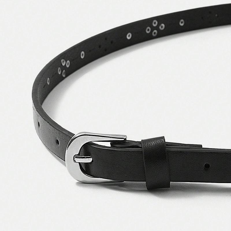 Women's Thin Rivet Hollow Foundation Versatile Casual Women's Imitation Leather Belt Women's Belt