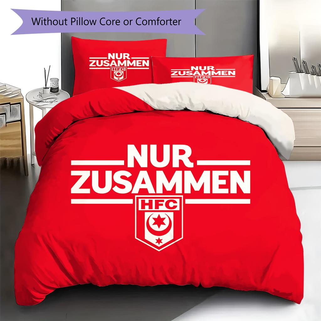 Постельное белье с узором Hallescher FC, Комплект с одеялом, Пододеяльник, Наволочка, Домашний подарок на день рождения (1 пододеяльник + 2 наволочки, без наполнителя)