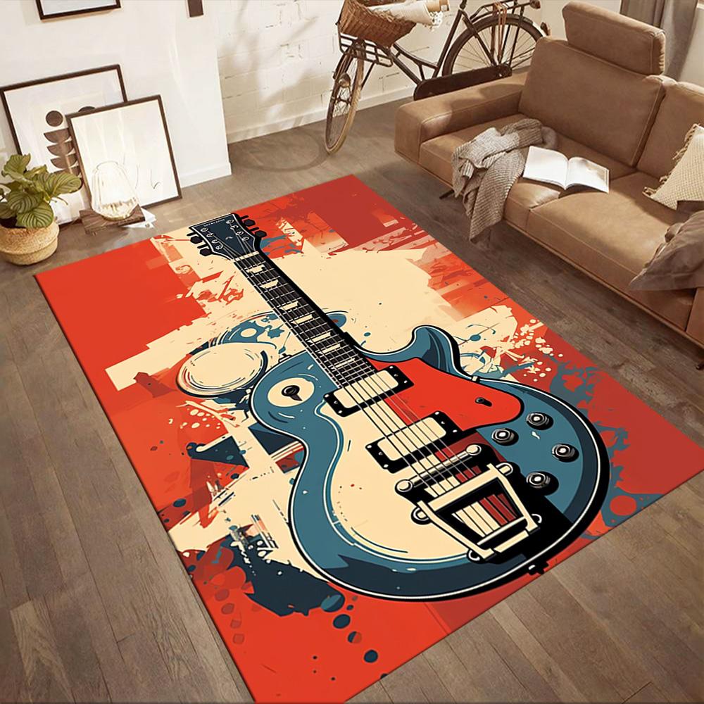 Electric Guitar In Flames Floor Mats for Living Room, Bedroom and Room Decoration Are Suitable for Gifts.