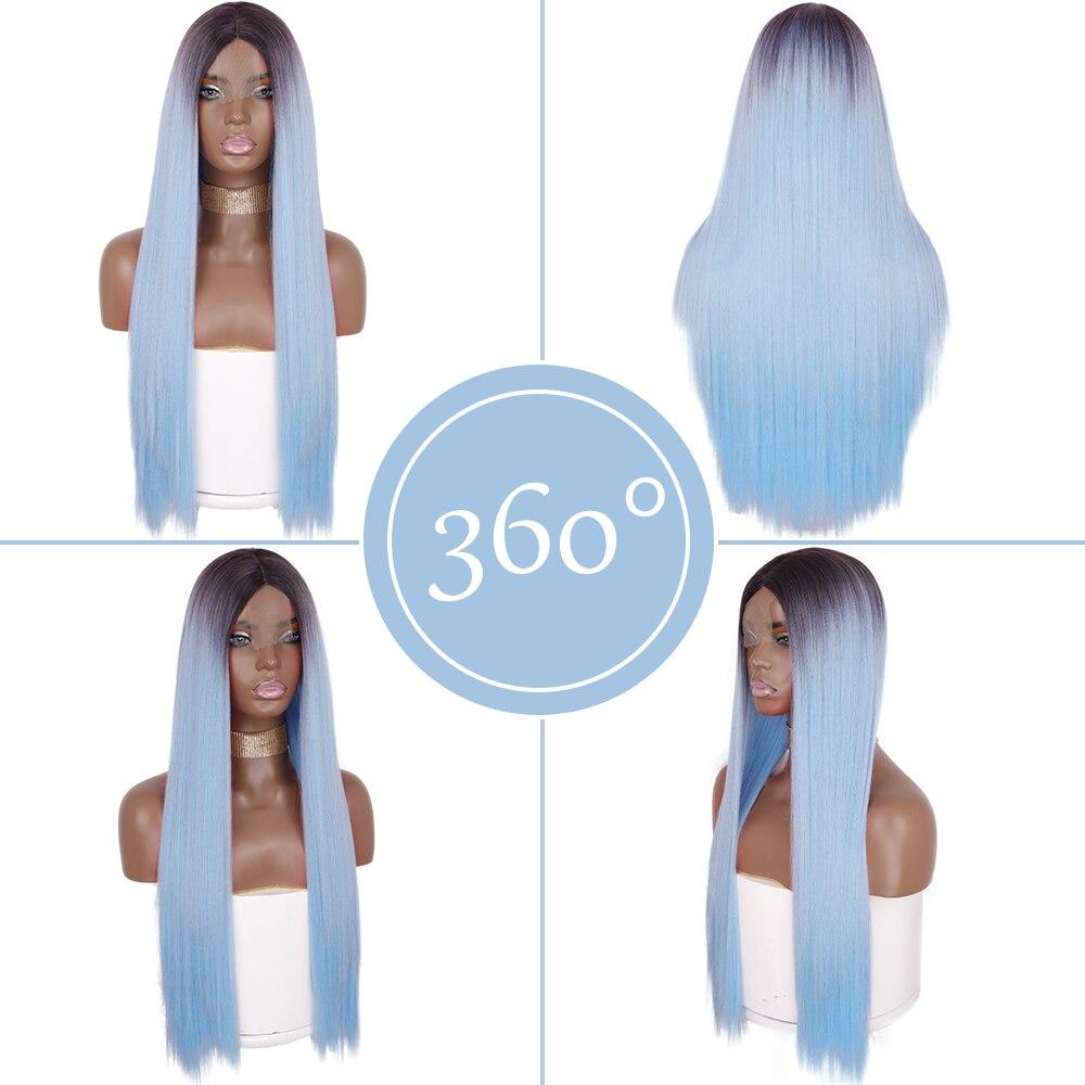 LISI HAIR Длинный прямой черный, синий парик, парик из синтетических волос, красный, бордовый, розовый, с омбре, частичные кружевные парики для женщин, парик средней части
