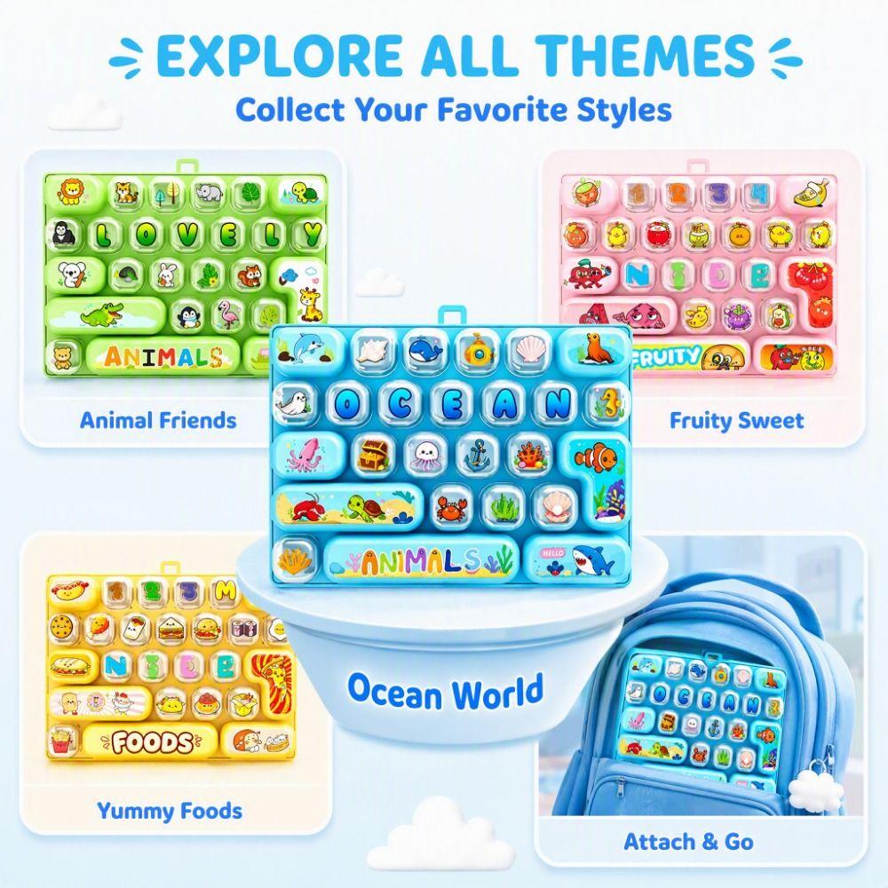 Creative 26 Keyboard Keychain 26 Grid Fidget Toy Keyboard Clicker Keychain Backpack Hanging
