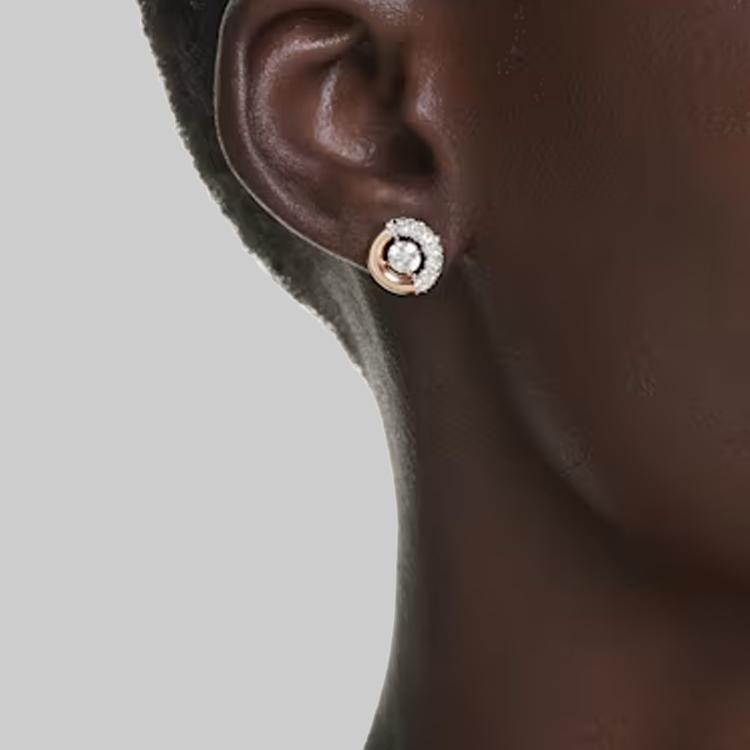 Swarovski Серьги-гвоздики Dextera с полым полузакрытым дизайном, имитация кристалла кубического циркония, женские, золотой цвет 5692258