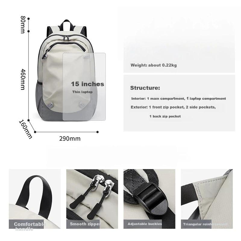 POLO Foldable Travel Backpack, 15-Inch Laptop Bag, Hiking Bag, Sport Bag, Black
