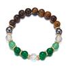 European-American Geometric Beaded Bracelet with 8mm Aventurine & Tiger Eye Stones