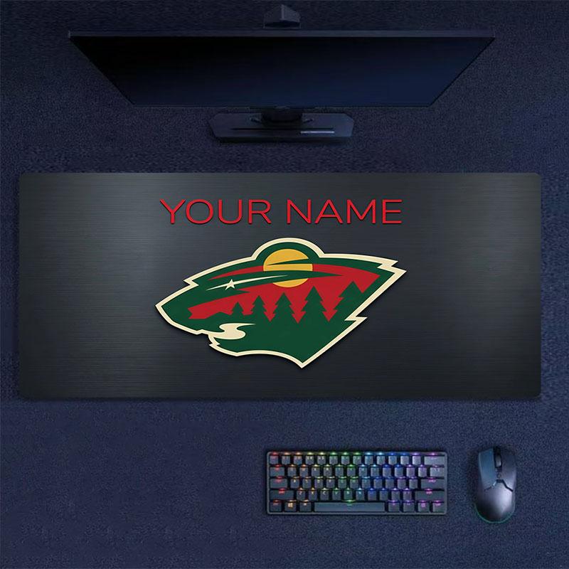 Custom Name,Minnesota Wild Mouse Pad, Large Gaming Desk Mat, Non-slip XXL Mousepad for Laptop & Tablet, Mini PC Playmat with Stitched Edges