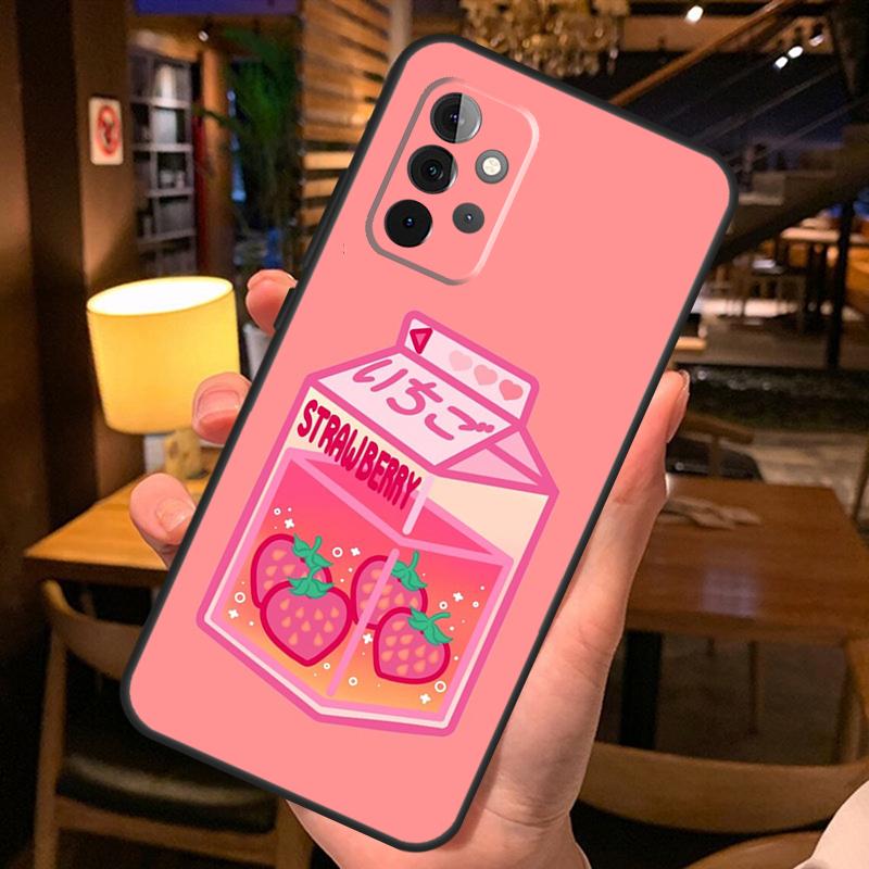 Милый чехол-коробочка клубничного молока для Samsung Galaxy A36 A56 A26 A16 A06 A53 A33 A13 A12 A32 A52 A55 A35 A15 A54 A34 A14