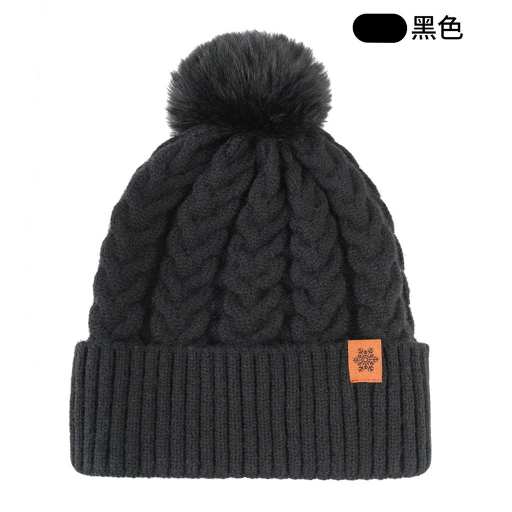 Knitted hat women's winter double-layer velvet and cold-proof wool pullover hat, ear protection and warm knitted hat