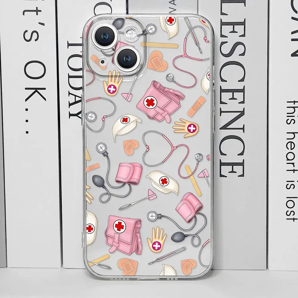 Чехол для телефона 'Медсестра Медицина Здоровье Сердце' для IPhone 16 15 13 12 11 Pro Mini XS MAX 7 8 14 Plus Доктор Уход Прозрачные Чехлы