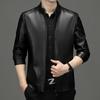Кожаная куртка мужская весна и осень куртка из натуральной кожи для мужчин среднего и пожилого возраста короткая куртка из овчины с воротником-стойкой кожаная куртка для папы