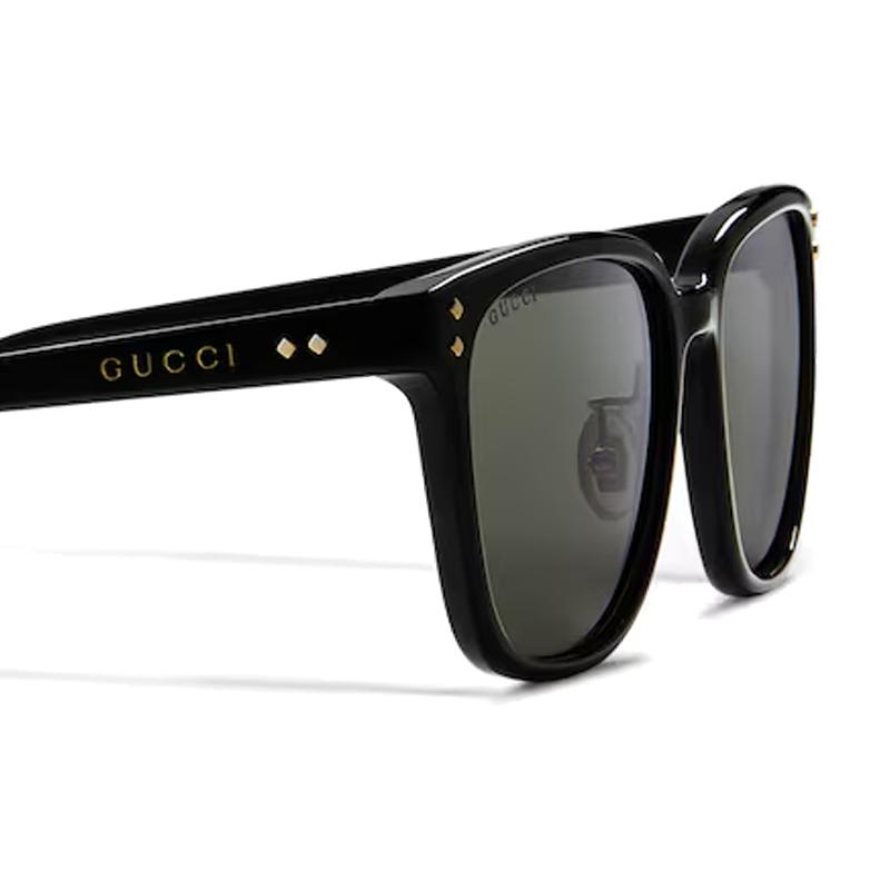 GUCCI Frame Logo Acetate Metal Irregular Sunglasses Men's Black