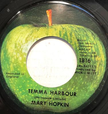 7-дюймовая пластинка МЭРИ ХОПКИН - Гавань Темма 1816 Apple Records 1971 США Поп Б/У