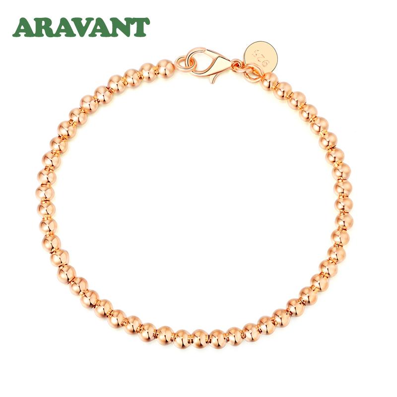 925 Серебряных Золотых Бусин Браслеты Цепи Для Женщин Модные Ювелирные Изделия