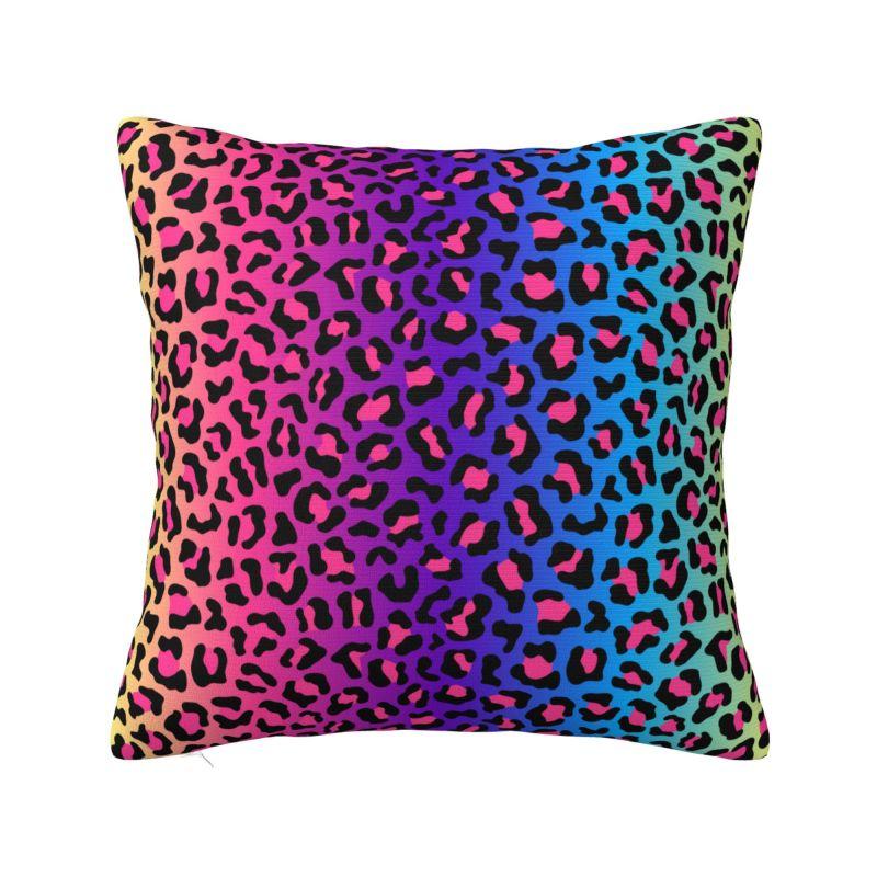 Colofrul Rainbow Leopard Throw Pillow Case Home Decorative Modern Cushions Cover For Sofa Chair Square Polyester Pillowcase