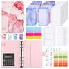 A6 Marble with Calculator Money Budget Planner Binder Zipper Envelopes Cash Envelopes For Budgeting Money Organizer Binder