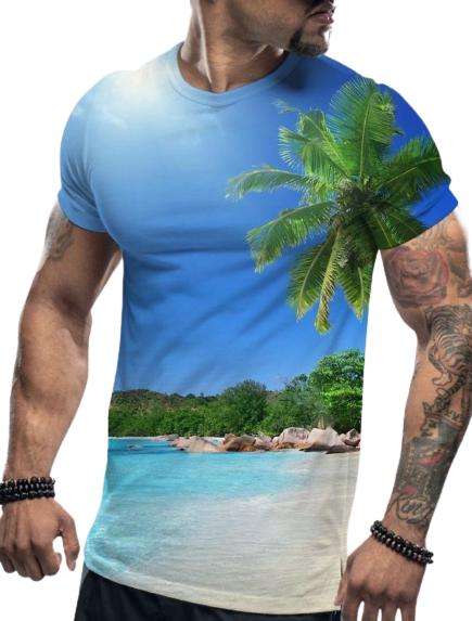 Новая летняя мужская модная футболка, индивидуальная летняя пляжная мужская футболка с принтом, топ